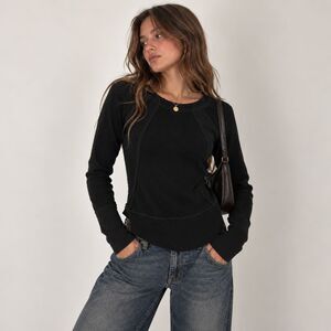 Chelsea & Violet Shirt Womens Medium Black Thermal Waffle Raglan Long Sleeve Top